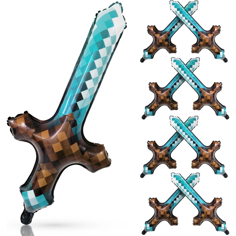 Retro Gaming Events - 8Pcs Pixel Inflatable Sword Mylar Foil