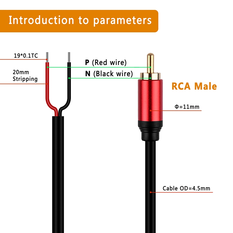 Composite Rca Cable - 1PCS Speaker Wire RCA Male Plug