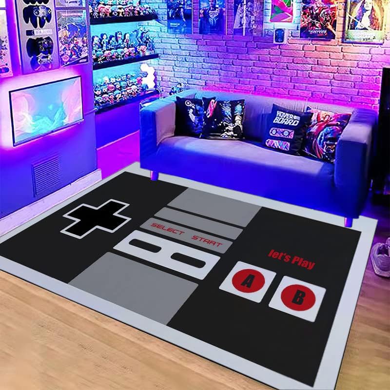 Retro Gaming Quotes - Vintage NES Controller Themed Rug, Anti-Slip