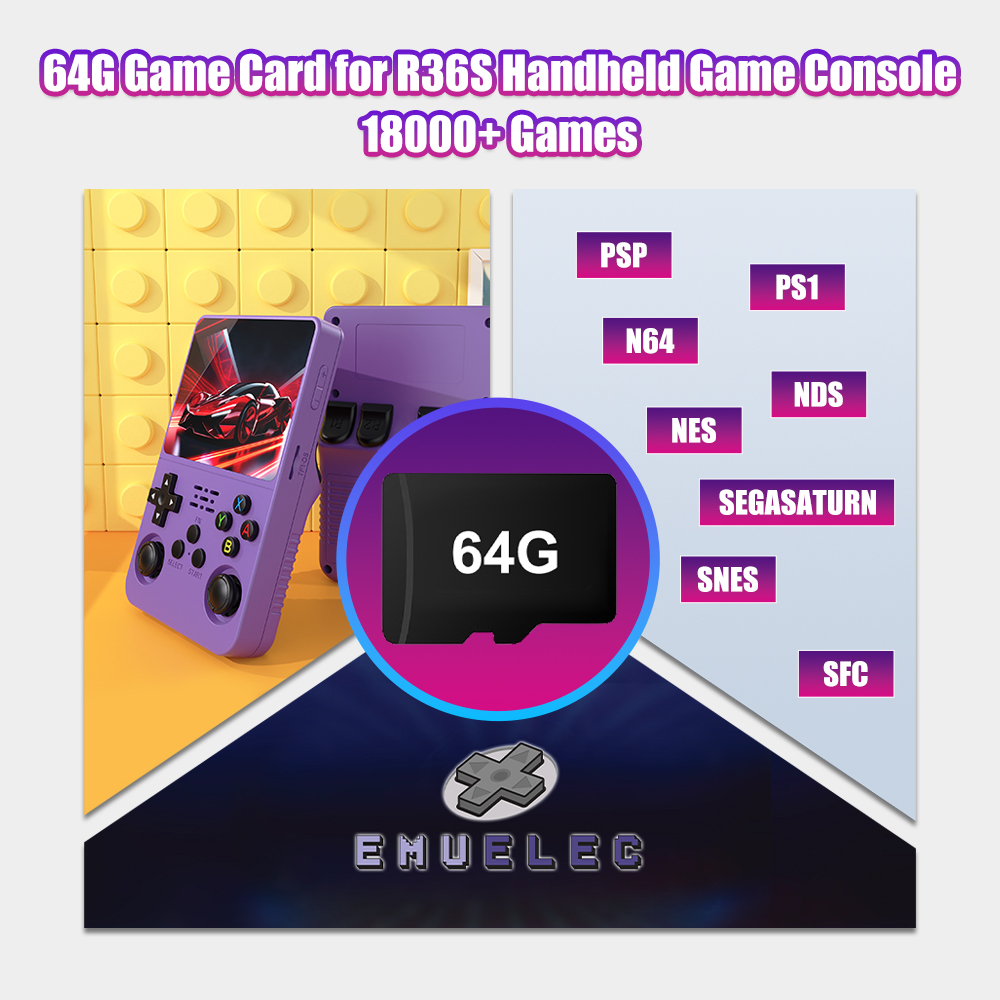 Retro Gaming N64 - 64G Game TF Card for R36S