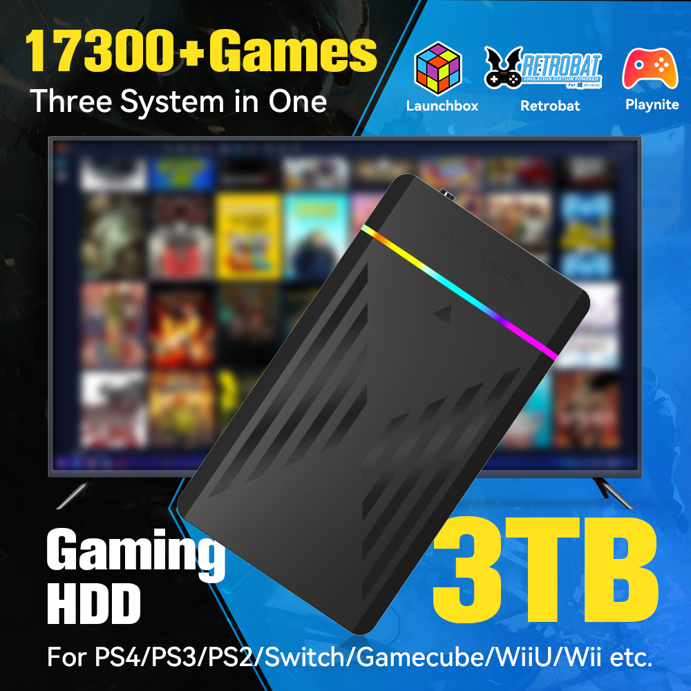 Retro Gaming Tv - 3TB Portable Gaming HDD LaunchBox/Retrobat/Playnite Retro