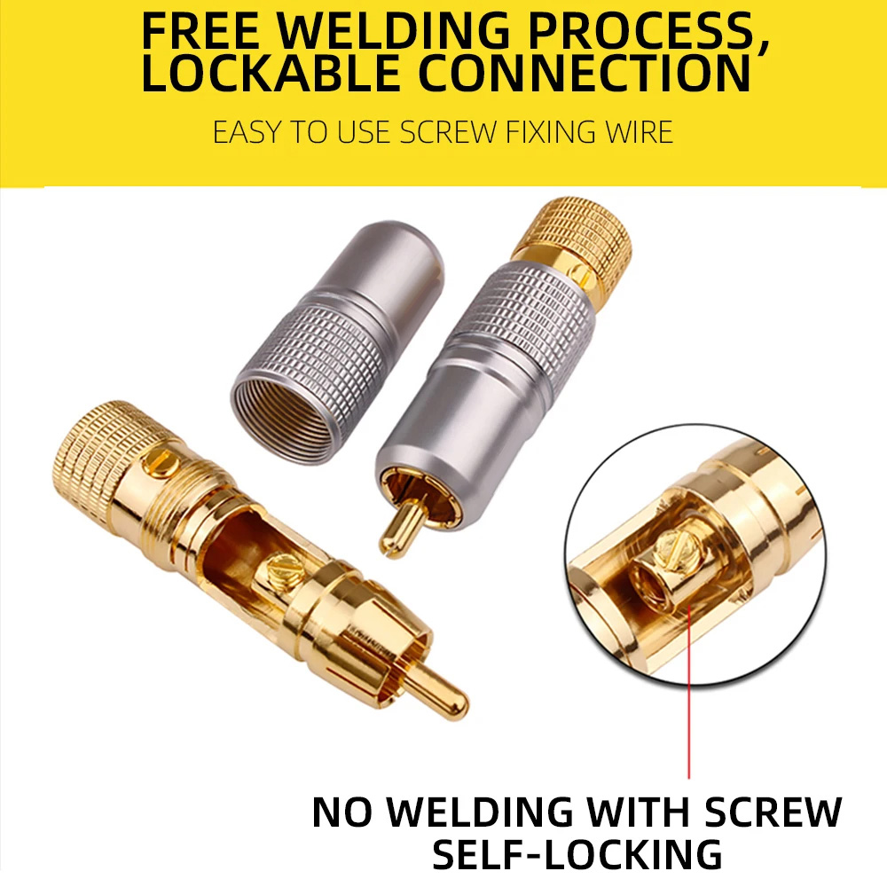 4pcs Hifi 24K Gold Plated RCA  - đánh giá và giá Composite Rca Cable